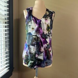 7 For All Mankind Purple and Black Abstract Blouse